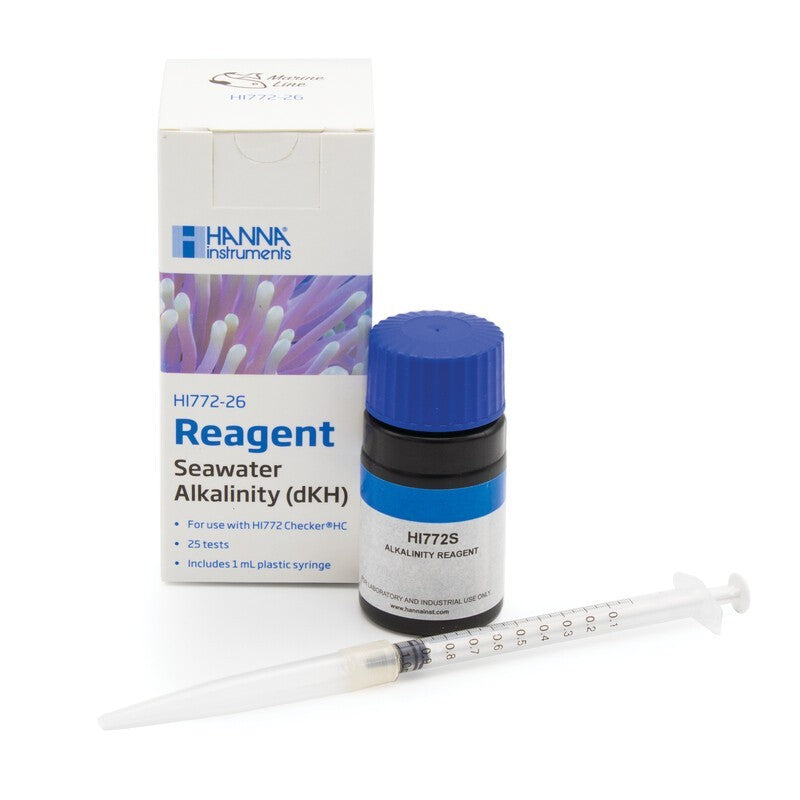Hanna Instruments HI-772-26 Seawater/Marine alkalinity (dKH), colorimetric method, Reagents for 25 tests